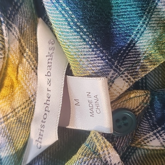 Christopher & Banks Button Front Plaid Shirt EUC - Picture 3 of 8